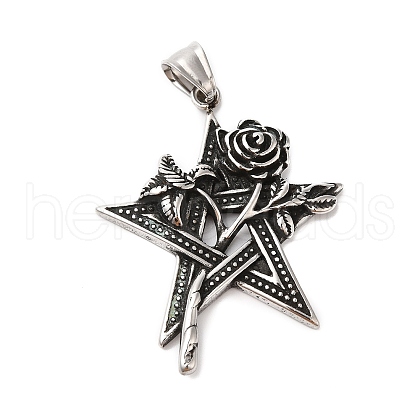 304 Stainless Steel Big Pendants STAS-R121-03AS-1