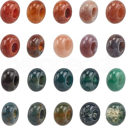 Natural Indian Agate European Beads G-NB0001-33B-1