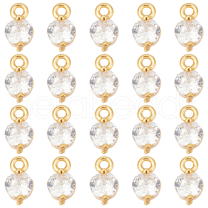 GOMAKERER 20Pcs Brass Clear Cubic Zirconia Charms KK-GO0001-97-1