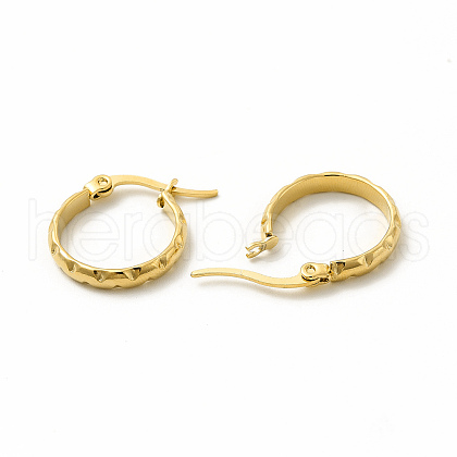 201 Stainless Steel Grooved Hoop Earrings with 304 Stainless Steel Pins for Women EJEW-M214-06B-G-1