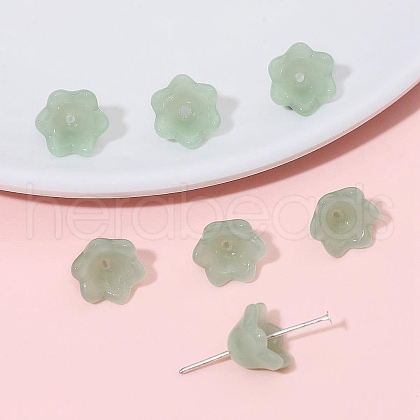 10Pcs Gradient Color Transparent Glass Bead Caps PW-WG464DA-03-1