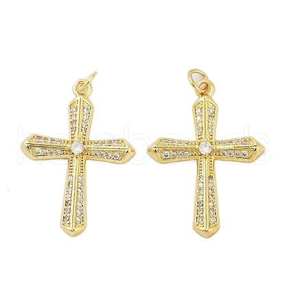 Brass Micro Pave Clear Cubic Zirconia Pendants KK-L235-01A-G-1