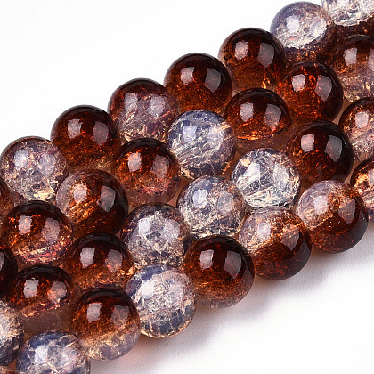Transparent Crackle Baking Painted Glass Beads Strands DGLA-T003-01C-16-1