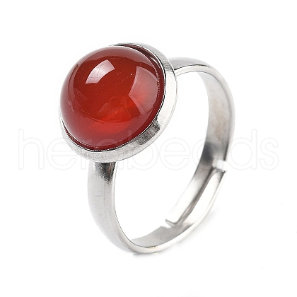 Half Round Natural Carnelian Finger Rings RJEW-M062-01P-44-1