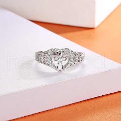 925 Sterling Silver Micro Pave Clear Cubic Zirconia Finger Rings for Women FS-WG35926-01-1