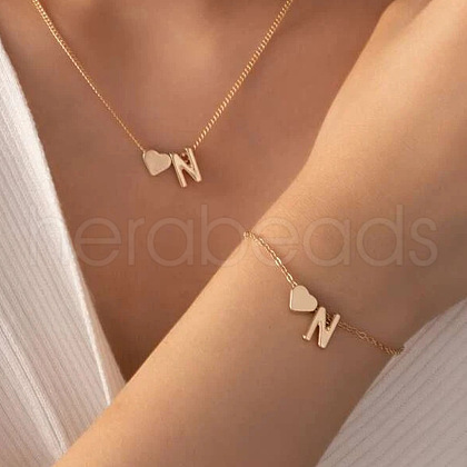 Heart Brass Pendant Necklaces & Charm Bracelets Sets FS-WGFCFF7-03-1