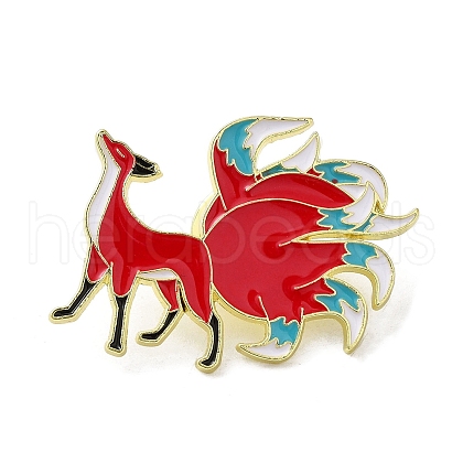 Chinese Style Myth Animal Nine Tail Fox Enamel Pins JEWB-H017-03EB-03-1