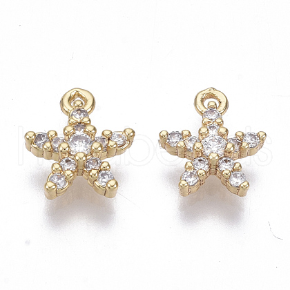 Brass Micro Cubic Zirconia Charms KK-N231-22-NF-1