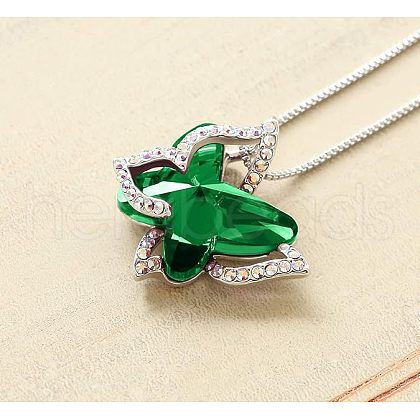 Butterfly Brass Pave Glass Birth Stone Pendant Necklaces FS-WG3BB0A-03-1