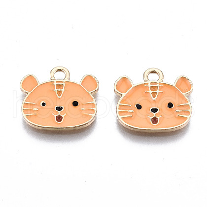 Light Gold Plated Alloy Enamel Pendants X-ENAM-T009-83B-RS-1
