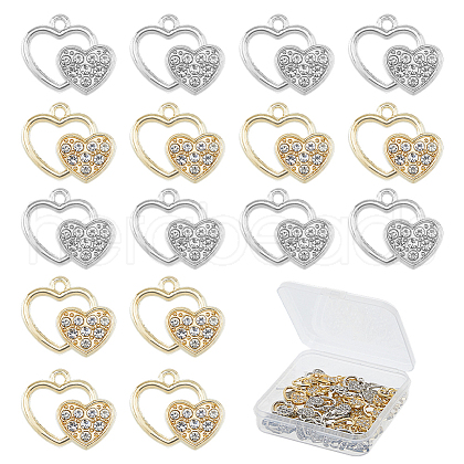 SUPERFINDINGS 40Pcs 2 Colors Alloy Rhinestone Pendants FIND-FH0010-64-1