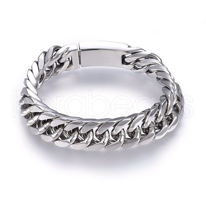 304 Stainless Steel Curb Chains Bracelets BJEW-E346-10P-1