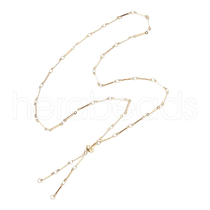 304 Stainless Steel Flat Bar Link Chain Necklace Making AJEW-JB01348-01-1