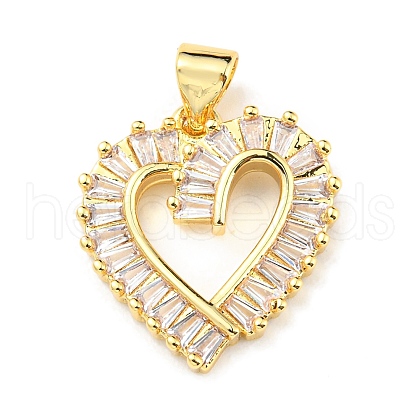Rack Plating Brass Micro Pave Clear Cubic Zirconia Pendants KK-F861-01G-1