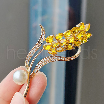 Wheat Plastic Pearl Brooch PW-WG9E7D8-05-1