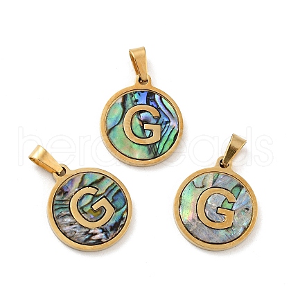 PVD Vacuum Plating 304 Stainless Steel with Paua Shell Pendants STAS-G268-02G-G-1