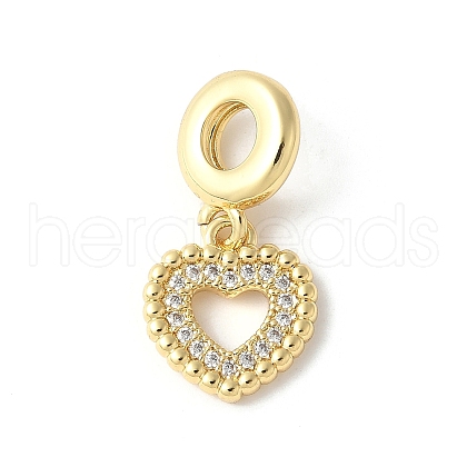 Brass Micro Pave Cubic Zirconia European Dangle Charms ZIRC-I071-25G-1