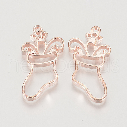 Alloy Open Back Bezel Pendants PALLOY-R098-30RG-1