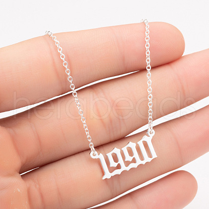 1990 Birth Year Number 201 Stainless Steel Pendant Cable Chain Necklaces FS-WGB5F08-09-1