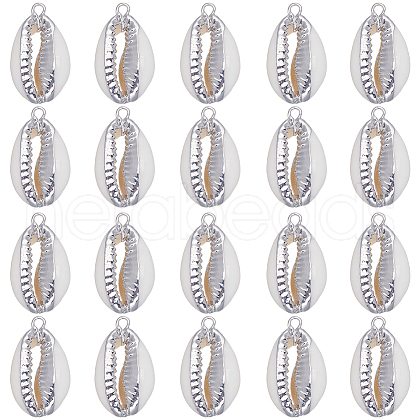 SUNNYCLUE 20Pcs Electroplated Natural Cowrie Shell Pendants SHEL-SC0001-30-1