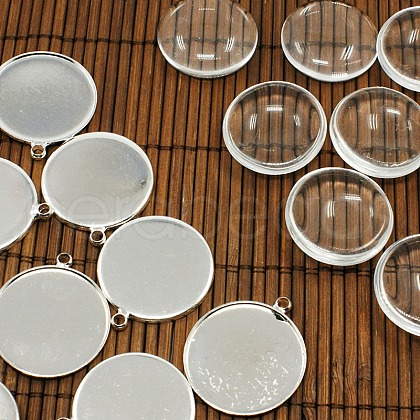   25mm Transparent Clear Domed Glass Cabochon Cover for Brass Photo Pendant Making KK-PH0034-47S-1