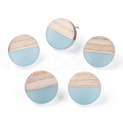 Transparent Resin & Wood Stud Earrings EJEW-N017-003A-D01-1