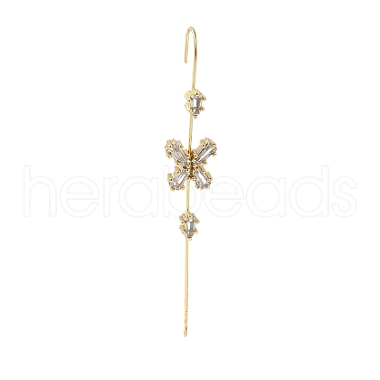 Brass Crystal Rhinestone Ear Wrap Crawler Hook Earrings for Women EJEW-C097-02G-01-1