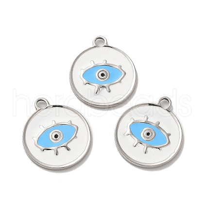 304 Stainless Steel Enamel Pendants STAS-Q001-28P-1