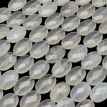 Faceted Oval Natural Quartz Crystal Beads Strands G-R303-01-1