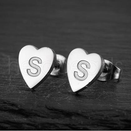 Heart 201 Stainless Steel Stud Earrings WGB8201-14-1