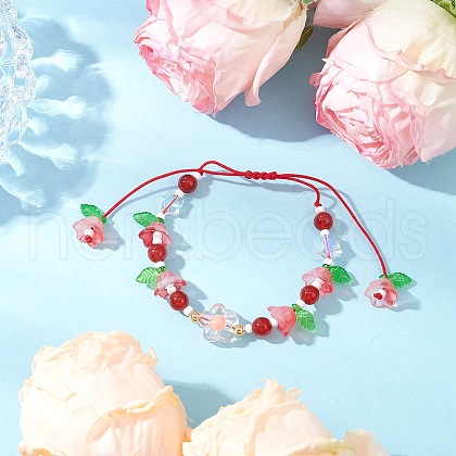 Natural Carnelian Beads Braided Bead Bracelets BJEW-MZ00167-02-1