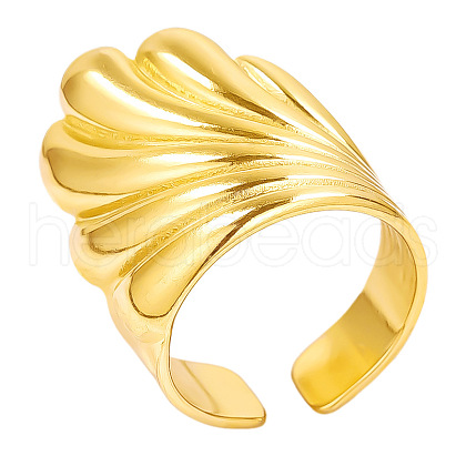 Adjustable Stainless Steel Cuff Open Rings with Leaf NX3774-2-1
