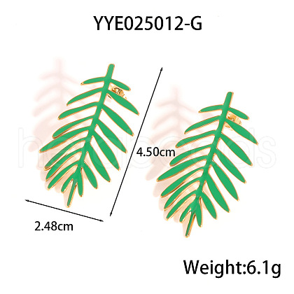 Stainless Steel Enamel Leaf Stud Earrings for Women XK6667-1-1