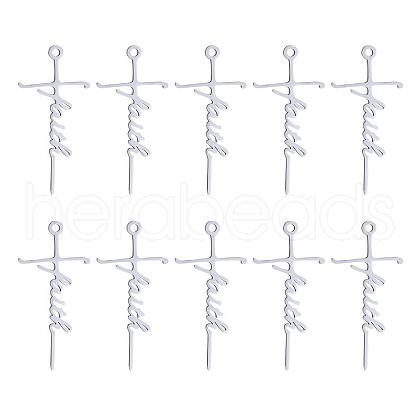 10Pcs Faith Cross Charm Pendant Faith Necklace Charm Stainless Steel Pendant for Necklace Making Christian Religious Jewelry Gifts JX515A-1