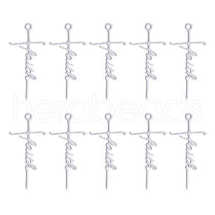 10Pcs Faith Cross Charm Pendant Faith Necklace Charm Stainless Steel Pendant for Necklace Making Christian Religious Jewelry Gifts JX515A-1