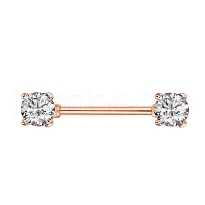 Stainless Steel Micro Pave Cubic Zirconia Nipple Rings WG80671-04-1
