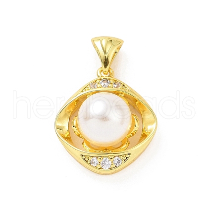 Eco-friendly Rack Plating Brass Micro Pave Cubic Zirconia Pendants KK-F843-18G-1