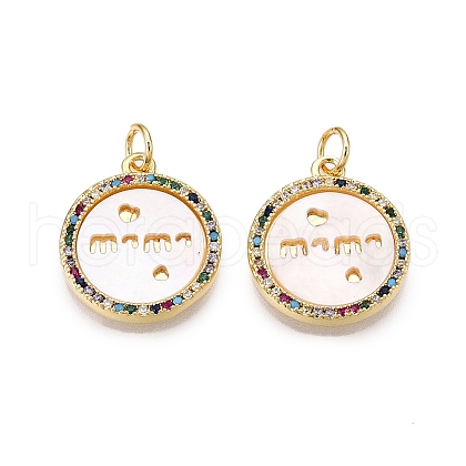 Brass Micro Pave Clear Cubic Zirconia Pendants KK-N254-206G-1
