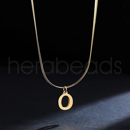 316 Surgical Stainless Steel Initial Pendant Flat Snake Chain Necklaces for Women WGC1053-15-1