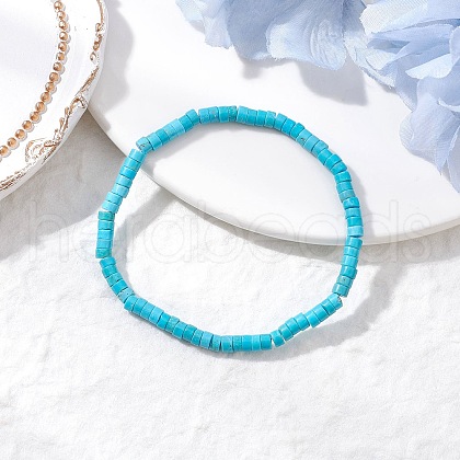 Natural Turquoise Beads Stretch Bracelets for Men Women BJEW-JB11670-06-1