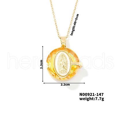 Luxury Fashionable American and European Style Brass Glass Virgin Mary Pendant Necklaces for Women DB7560-2-1