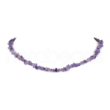 Natural Amethyst Chip Beaded Necklace NJEW-JN04616-06-1