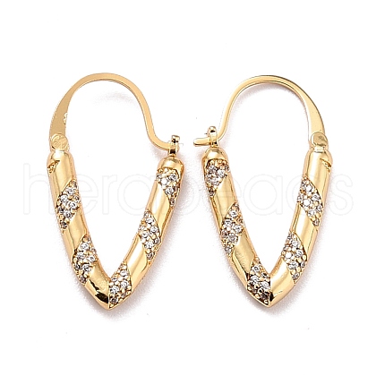 V-shape Sparkling Cubic Zirconia Hoop Earrings for Her ZIRC-C025-14G-1