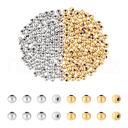 Unicraftale 200Pcs 2 Colors 304 Stainless Steel Round Seamed Beads STAS-UN0060-65B-1