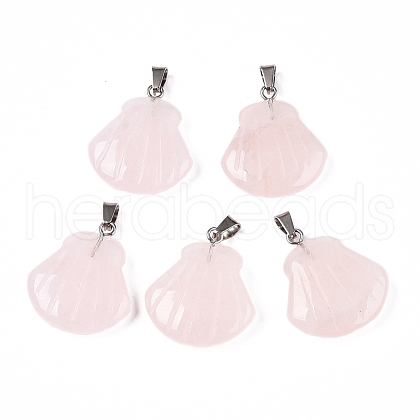 Natural Rose Quartz Pendants G-T138-208C-1
