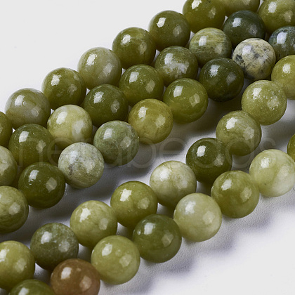 Natural Chinese Jade Beads Strands G-G735-38-8mm-1