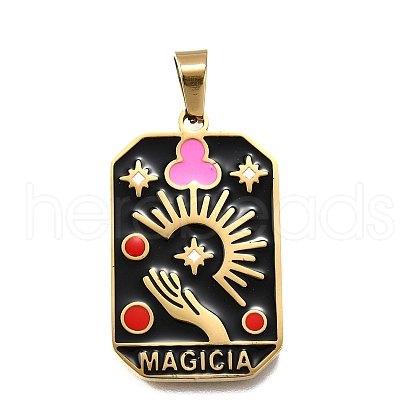 Tarot 304 Stainless Steel Enamel Pendants STAS-M119-09M-G-1