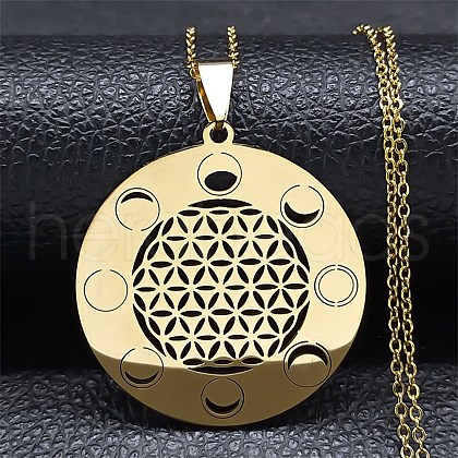 304 Stainless Steel Necklaces NJEW-Q338-01G-1
