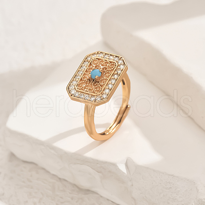 Geometric Hollow Brass Micro Pave Cubic Zirconia Adjustable Finger Rings for Women ZD6795-3-1
