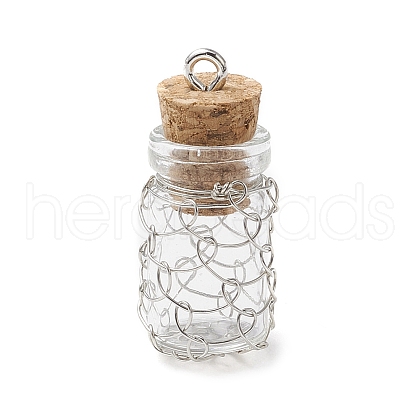 Glass Bottles Pendants PALLOY-JF03915-1